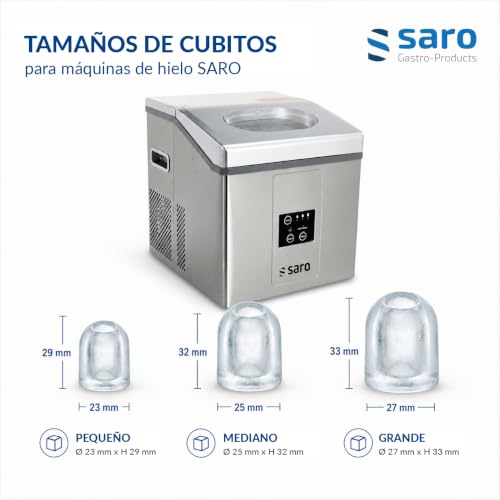 Miniatura 7 de Saro Eb 15 Pro Cubitera De Acero Inoxidable, 15 Kg 24 H, 3 Tamaños De Hielo A Elegir, Tanque De Agua De 2 L, Depósito De 1,4 Kg
