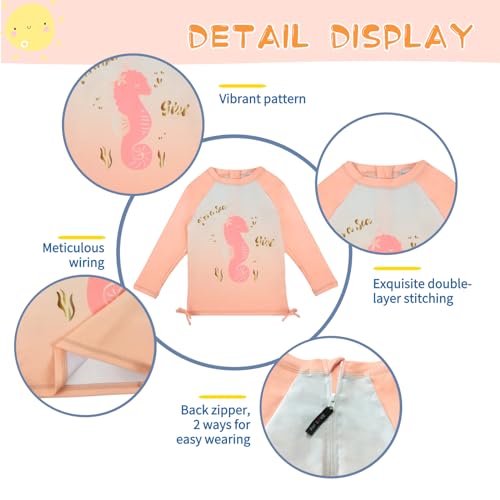 Baby Toddler Boy Long Sleeve Two-Piece Rash Guard Set Swimsuit with UPF50+ Sun Protection for 0-6 Years3