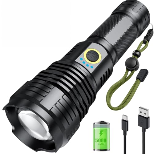 Lanterna Tática Militar T9, Super Potente e Recarregável, LED de Longo Alcance com Zoom Ajustável, I