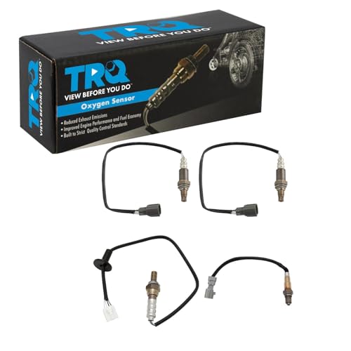 TRQ 4 Piece O2 Oxygen Sensor 4 Wire Heated Upstream & Downstream Compatible with 2012-2014 Toyota Sienna V6 3.5L, 2015 Toyota Sienna V6 3.5L to 9/30/14 Production Date