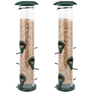 Vivace Bird Feeder, 2 Pack Classic Tube Bird Feeders for Outdoors Hanging Bird Feeder with 6 Feeding Ports, 2LB Seed Capacity Wild Bird Feeders, 14Inches