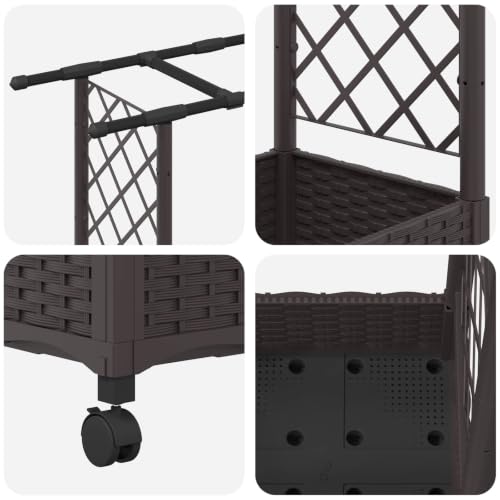 Jardinera elevada con enrejado marron de polipropileno 122cm para balcon 6