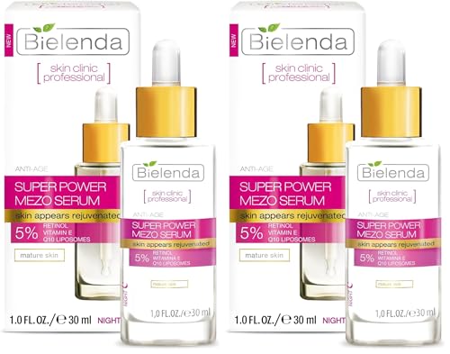 Bielenda Mezo Sérum Rejuvenecedor Antiarrugas con Retinol y Vitamina E, Tratamiento Antiedad, 30 ml (Paquete de 2)