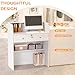 OmySalon Reception Desk with Counter, Small Front Desk w/Lockable Drawer, Wooden Modern Reception Table for Salon Lobby Office Home (White, 32)