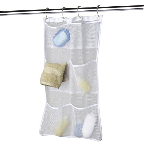 Quick Dry Hanging Caddy and Bath Organizer with 6-pocket, Hang on Shower Curtain