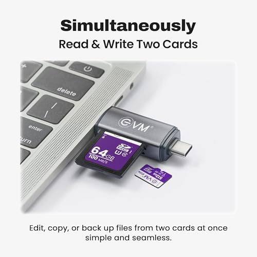 Image of EVM 4-in-1 OTG Card Reader USB 3.0 & Type-C | Multi Memory Card Reader for SD, SDHC, SDXC, Micro SD & TF Cards | Plug & Play for Laptop, Smartphone & Tablet