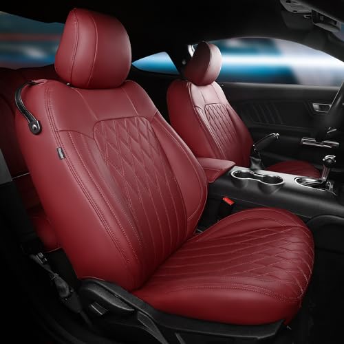 Image of Custom Fit Seat Covers for Ford Mustang Coupe 2015-2025, WineRed