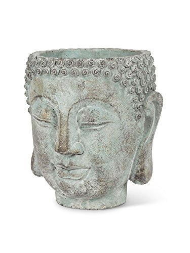 Abbott Collection 27-DHARMA/350 XLG Extra Large Buddha Head Planter, Grey (8" H)