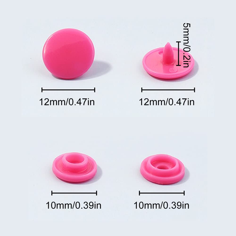 Boîte De 25 Boutons-pressions KAM - Rond, Taille T5 (12.4mm), Couleur Rose Pâle