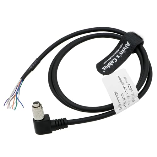 Alvin's Cables Hirose 8 Pin Female Right Angle HR25-7TP-8S to Open End High Flex Cable for IDS, Allied Vision GigE, DAHENG Imaging Industrial Cameras 1m| 39.4inches