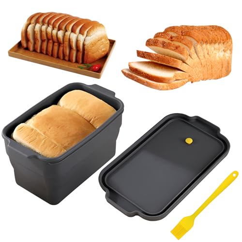 JAOGAUS Loaf Tin with Lid Bread, Loaf Tin w Cover Bread Toast Mold, Non-Stick Mould in Cassette, Foldable Baking Mold, Easy to Clean, Baking Mold for Pastry, Toast, Cake
