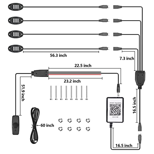 Ychow-Tech Rgb Led Rock Lights, High Brightness Timing Function, Music Mode Neon Underglow Kit Waterproof Car Light With App Control Multicolor Rock Lights For Atv Rzr Utv Suv Jeep, Dc 12V (4 Pods) #TOP4