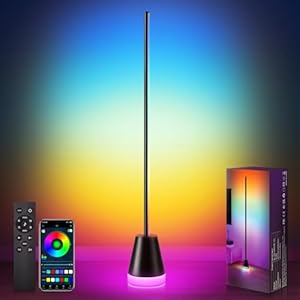 Smart LED Floor Lamp, RGBIC Corner Lamp with Luminous Base, App & Remote Control 16 Million Colors & 200+ Scene with Music Sync and Timer, Dimmable Standing Lamp for Living Room, Bedroom, Gaming Room