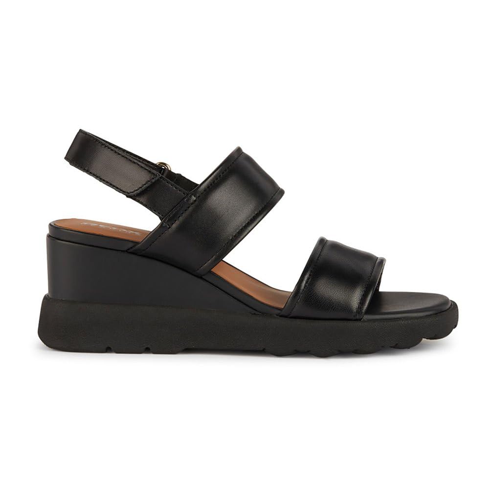 Geox D SPHERICA EC6 A Wedge Sandal, Black, black, 7 UK