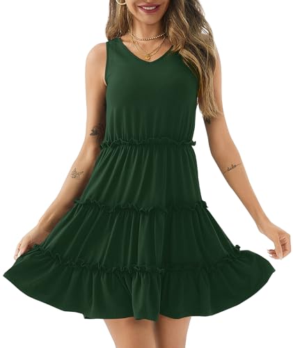 Image of PerZeal Women's 2026 Summer Dress Casual Sleeveless Boho Beach Vacation Outfits Mini Sundress
