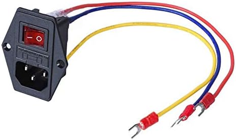 3Dman 15A 250V Rocker Switch Power Socket Inlet Module Plug 5A Fuse Switch with 3Pcs 18 AWG Wiring 3 Pin IEC320 C14