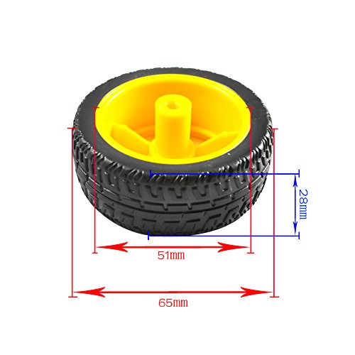 Stemedu 2 Sets DC Gearbox Motor TT 200RPM Tire Wheel DC 3-6V for Arduino Smart Car Robot 1:48 Male Connector - Thumbnail 3