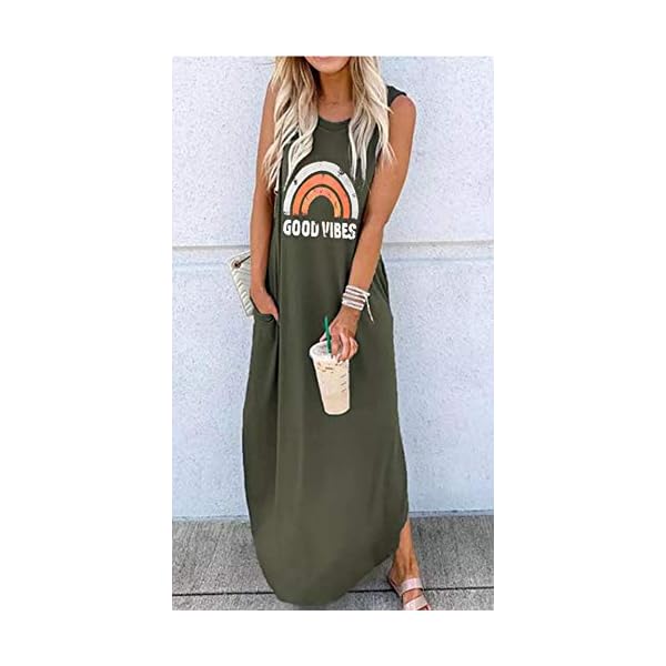 Good-Vibes-Rainbow-Pocket-Sleeveless-Maxi-Dress-for-Women-Summer-Hawaiian-Beach-Casual-Tank-Dresses-Plain-T-Shirt-Dress CHUNTIANRAN Women's Maxi Dress Summer Casual Sundress Sleeveless Long Dresses Hawaiian Beach Maxi Dresses with Pockets(Green,Medium)