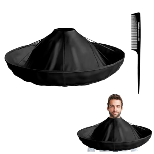 Vxiwscy Mantello da Parrucchiere a Forma di Ombrello - Impermeabile e Pieghevole, Ideale per Acconciature e Tagli, Accessorio per Saloni di Bellezza Facilitare il trasporto e lo stoccaggio (Nero)