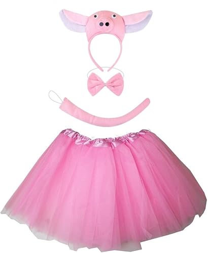 Kirei Sui Kids Animal Costume 3D Pig Tutu and Headband Pink Halloween Dress Up Cosplay for Girls — view 2