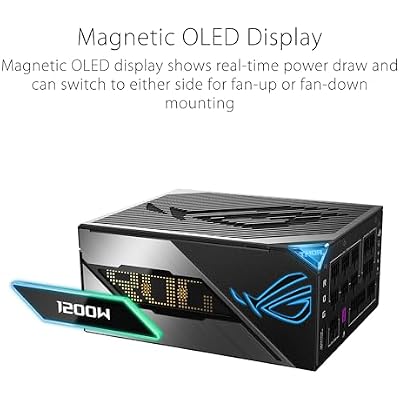 ASUS ROG Thor 1000W Platinum III PSU (80 Plus Platinum Certified, ATX 3.1, GaN MOSFET, GPU-First Intelligent Voltage Stabilizer, Magnetic OLED Display, Turbo Mode, )