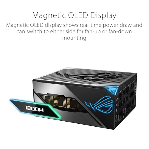 Image of ASUS ROG Thor 1000W Platinum III PSU (80 Plus Platinum Certified, ATX 3.1, GaN MOSFET, GPU-First Intelligent Voltage Stabilizer, Magnetic OLED Display, Turbo Mode, 10-Year Warranty)