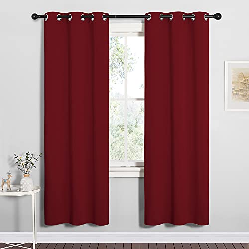 Image of NICETOWN Burgundy Red Blackout Curtains 78 inches Length for Bedroom, 2 Panels, 42 inch Wide, Thermal Insulated Decoration Drapes for Office Window