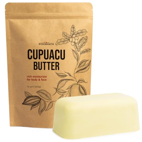 Cupuacu Butter Raw Pure and Unrefined - Brazilian Body Butter for Dry Skin and Hair Body Butter Base for DIY Lotion Soap Making and Skincare 1 LB Bar