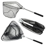 Foldable Triangular Fishing Net - Sturdy Mesh & Aluminum Handle, Fishing Landing Net for Family...