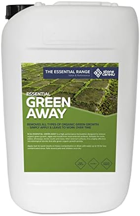 Stonecare4uEssential Green Away - Suitable for patios, roofs and driveways to remove organic green growth, algae and mould (25 Litre)