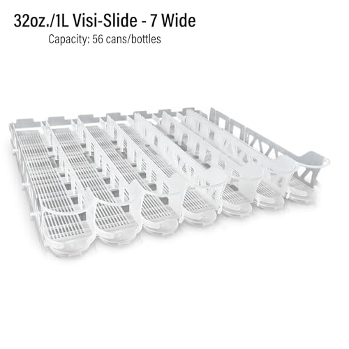 Display Technologies Visi-Slide Drink Organizer - 7-Wide Gravity-Fed Shelf Cabinet and Refrigerator Organizers and Storage for Cans, Bottles and More (Pack of 6)