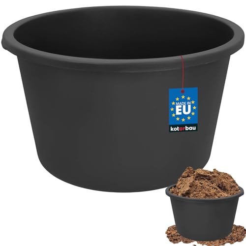 KOTARBAU® Cubo Redondo para mortero, 45 L, Negro, Plástico Resistente, Depósito, Barreño, Tanque, Contenedor de Agua para riego, Cubo de construcción para Mezclar Cemento, Recipiente Universal
