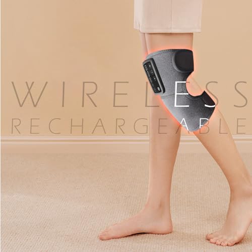Faja térmica inalámbrica para rodillas y hombros con 3 modos de calor y vibración, masajeador sin cables para alivio del dolor miniatura 2