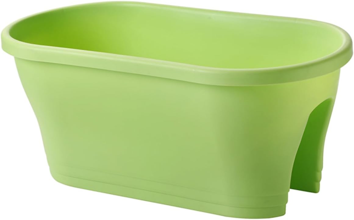 Deck Rail Planter Lightweight Durable Plastic Planter for Balcony Garden and Office Green Rail Planter for Easy Water Management and Sturdy Support