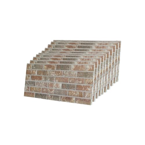 IZODEKOR 3D Wall Panels Brick Effect - Cladding, Stone Look, Styrofoam Facing for Living Room, Kitchen, Bathroom, Balcony, Bedroom, Back of Counter | Mocha Royal (10 x Panels) - Covers 53 sq ft