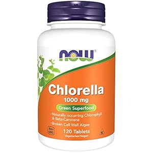 NOW Supplements, Chlorella 1000 mg with naturally occurring Chlorophyll, Beta-Carotene, mixed Carotenoids, Vitamin C…
