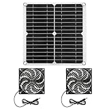Solar Ventilator,12W Solarpanel Ventilator Mit DC Doppelventilator,Solar Abluftventilator,Solarmodul Lüfter Kit,Solar Lüfter Für Hühnerstall,Gewächshaus,Schuppen Und Haustierhaus(Doppelventilator)