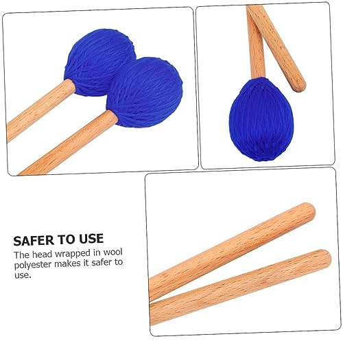 Baquetas para percusión de lana y madera, 2 piezas azules miniatura 4