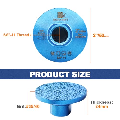 BRSCHNITT 2" Diamond Grinding Wheel #50/60 - for Grinding Shaping Polishing and Cleaning Tile Granite Marble Masonry Brick for 5/8"-11 Angle Grinder — view 2