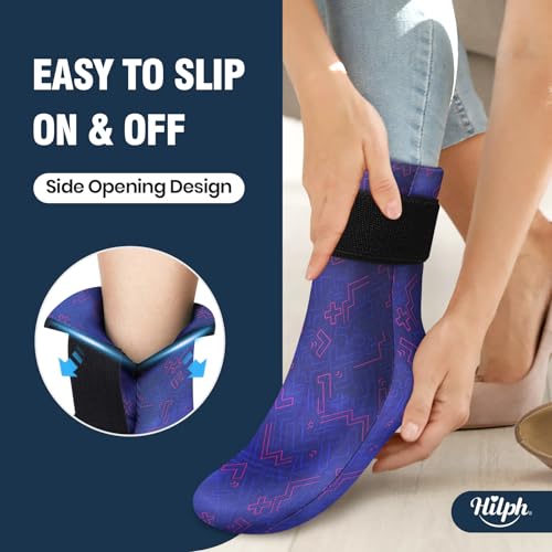 Image of Hilph Full Foot Ice Pack Gel Sock for Hot & Cold Therapy - Reusable Cooling Sock for Toe Pain, Plantar Fasciitis & Hot Feet - Easy Slip On Design for Chemotherapy, Postpartum Recovery, 1-Pack, Blue