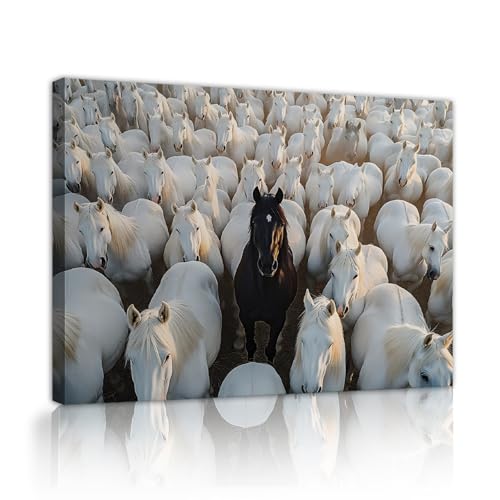 Photographie animalière chevaux d'art mural moderne avec cadre intérieur