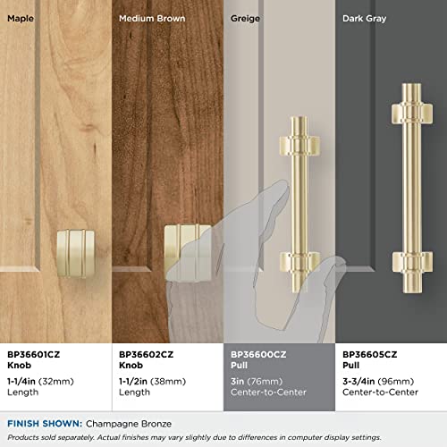 Image of Amerock | Cabinet Pull | Champagne Bronze | 3 inch (76 mm) Center to Center | Davenport | 2 Pack | Drawer Pull | Drawer Handle | Cabinet Hardware
