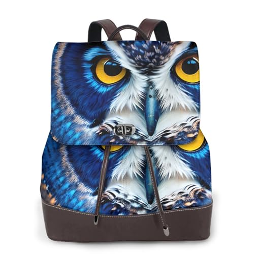 Sac à dos en cuir imprimé hibou chic et élégant pour femme