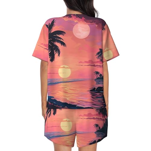 Conjunto de pijama de manga corta estampado para mujer e interiores 5