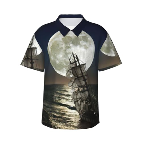 Chemise hawaïenne manches courtes boutonnée motif marine taille S au 3XL