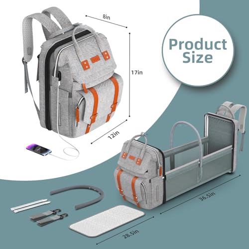 Image of ISMGN Diaper Bag Backpack with Changing Station, Large Diaper Bag, Baby Bag, Multifunctional Diaper Bag, Gray