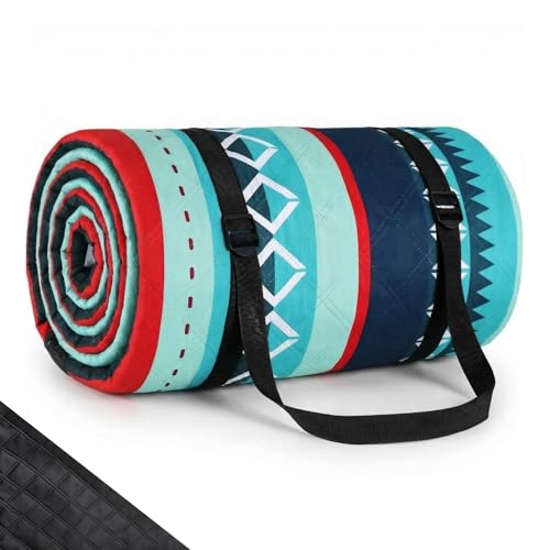 LIFERUN 300x300 cm Maschinenwaschbare XXL Picknickdecke 9 m große Stranddecke mit wasserabweisender Oxford-Unterseite und verstellbaren Gurten ideal für große Familien und Gruppen