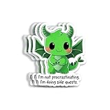 (3枚 3X3) I'm Not Procrastinating I'm Doing Side Quest ステッカー - サイドクエストステッカー - かわいいドラゴンデカール - 同僚ギフト - 本 ノートパソコン ウォーターボトル 防水ステッカー