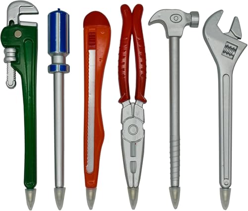 Funny Pens Desk Toys Set, 6 Construction Tool Ballpoint Pens