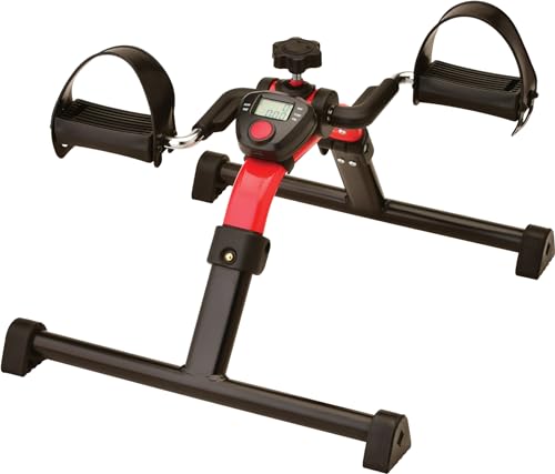NOVA Medical Products Pedal Exerciser with Digital Display Tracker, Foldable Hand and Foot Cycle Exerciser, Great for Home, Office or Travel, Red